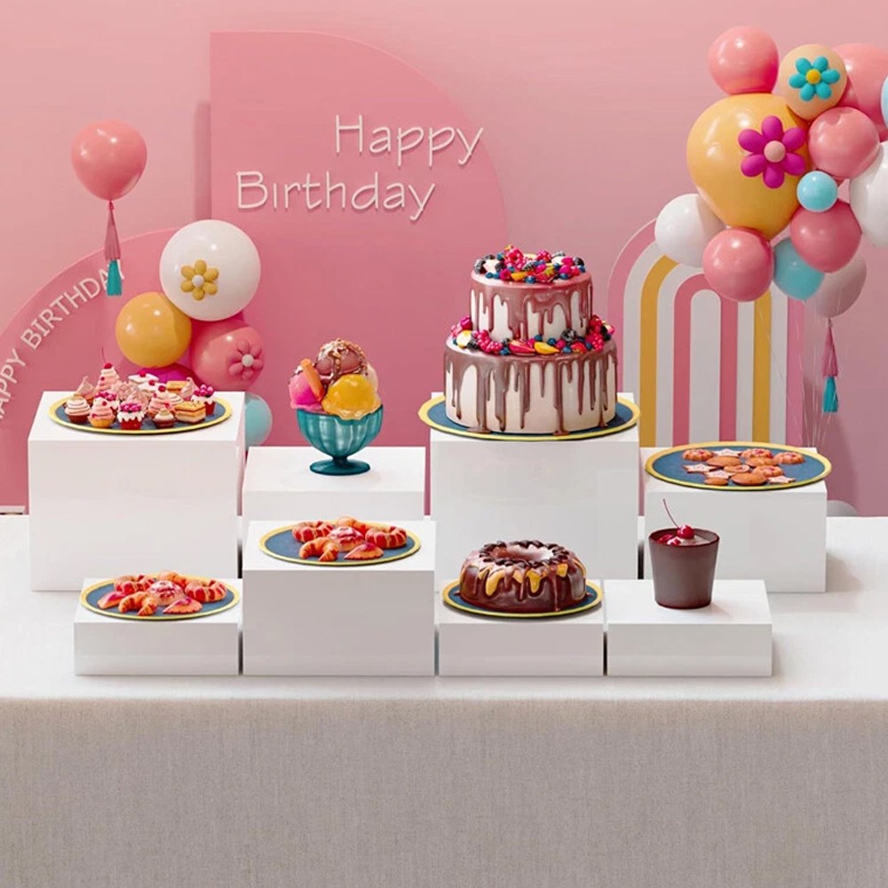 NEW 4pc Acrylic Cube Display Box Riser Nesting Stands For Dessert Cake Uk — image 9