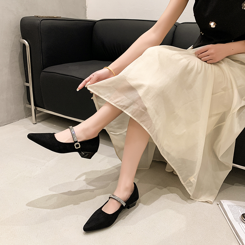 Pointed Toe Chunky Heel Shoes, picture 2 of 5