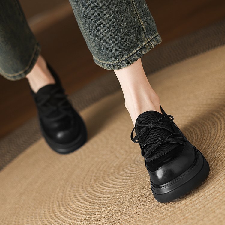 Bow Knitted Platform Loafers