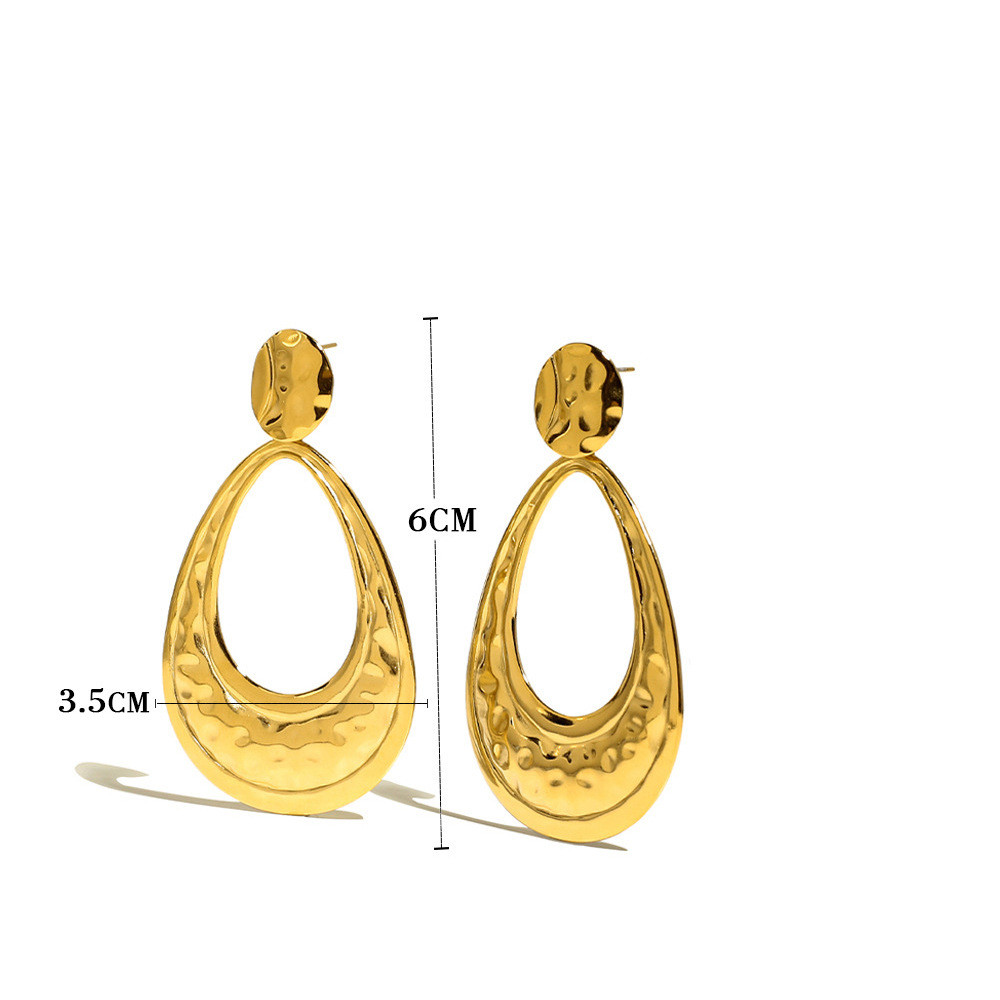 Title 1, Retro Knock Pattern Golden Titanium Steel Ear S...