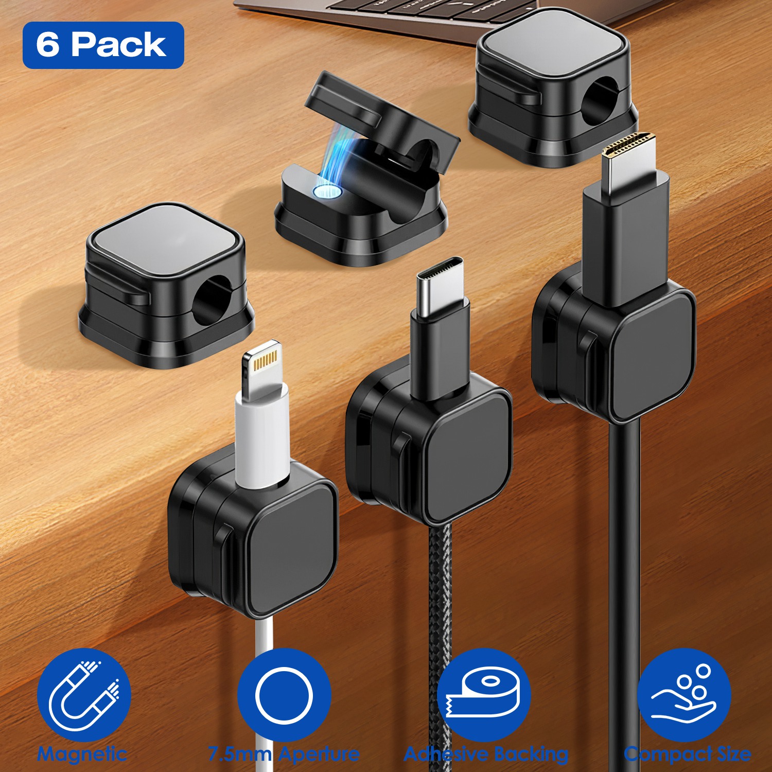 6 Pack Magnetic Cable Clips Magnetic Cord