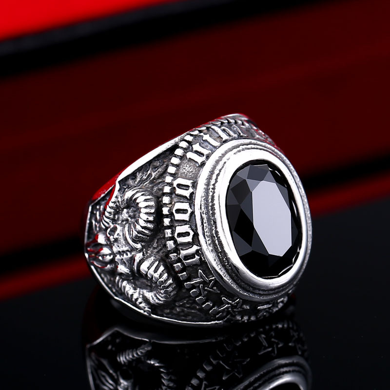 Men's Vintage Zircon Stainless Steel Ring