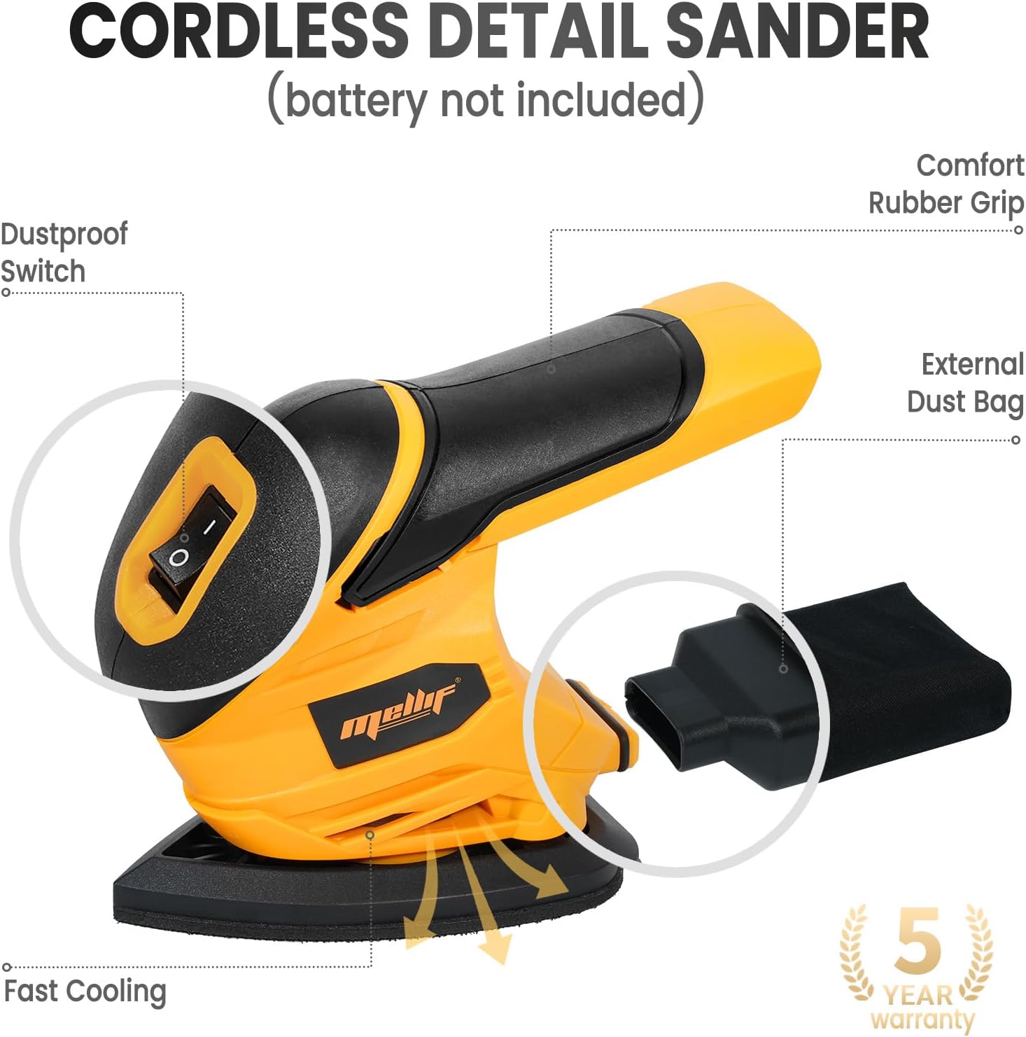 Cordless Detail Sander Compatible With 20V MAX Battery Tool Only, 12000 Rpm — image 7