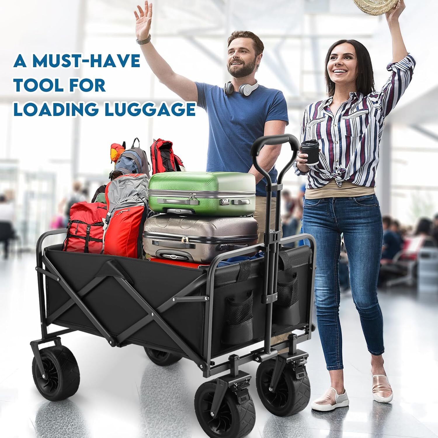 Heavy Duty Foldable Camping Outdoor Garden Trolley Cart Wagon Truck Wheelbarrow — image 12