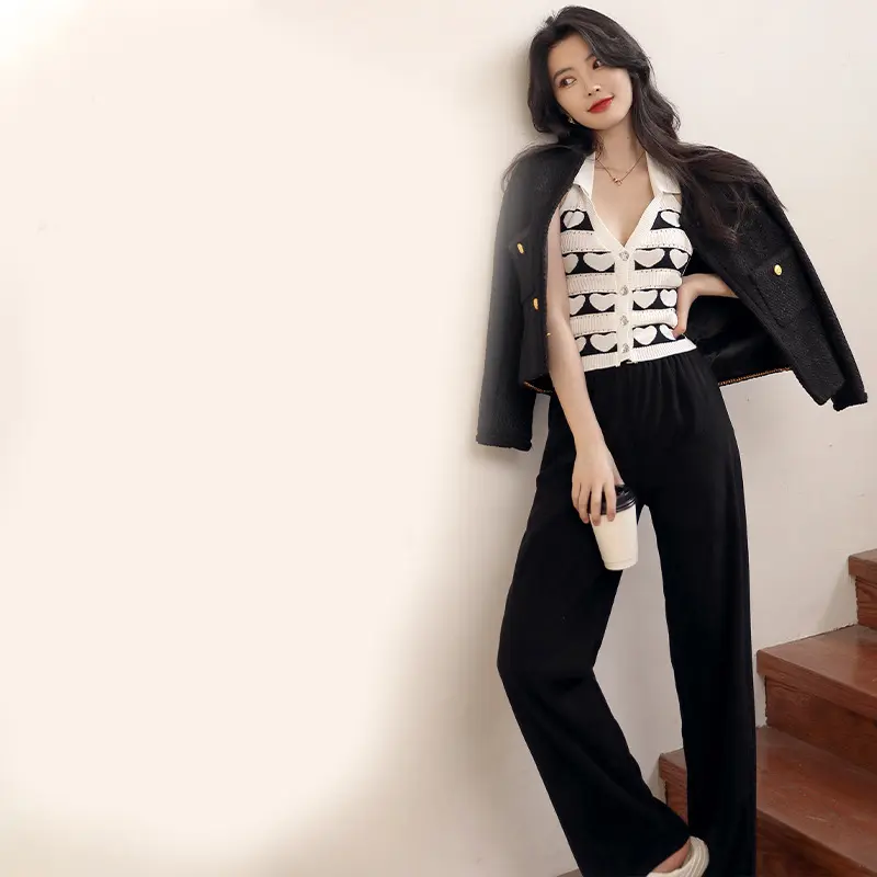 Women's High-waist Straight-leg Corduroy Wide-leg Pants