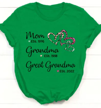 Women's Summer Grandma Alphabet Print Short Sleeves Green - Shop at LoveMi