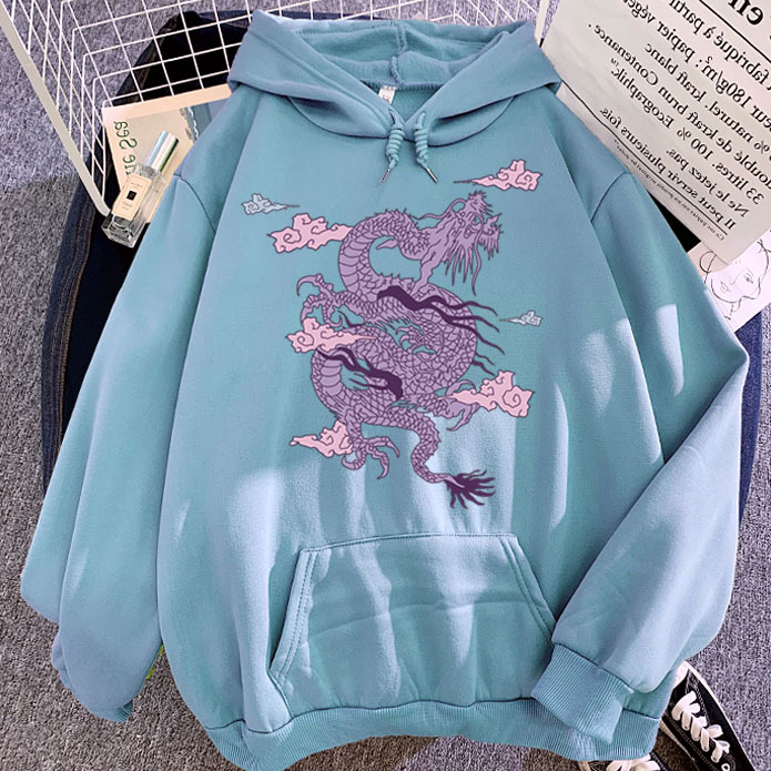 Title 9, Purple Dragon Cloud Printed Hooded Hoodie