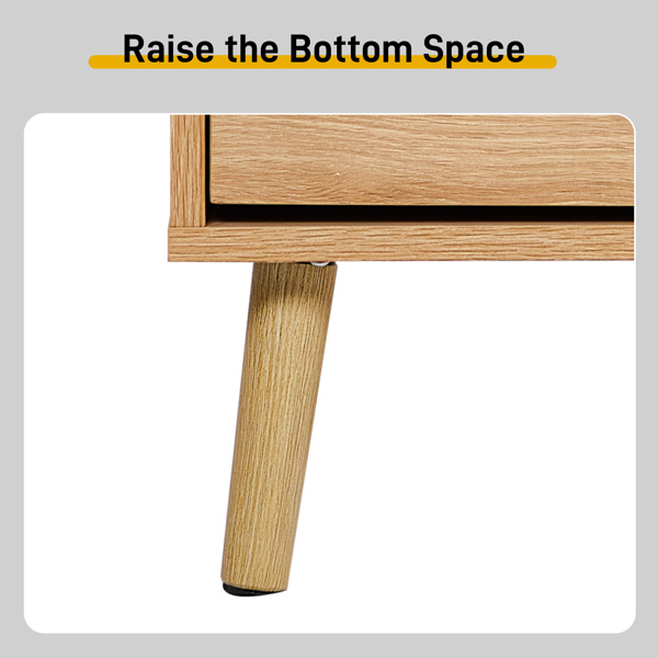 2-Tilt Shoe Cabinet With Arched Rattan Surface, MDF With Triamine, 54x24x98cm... 4