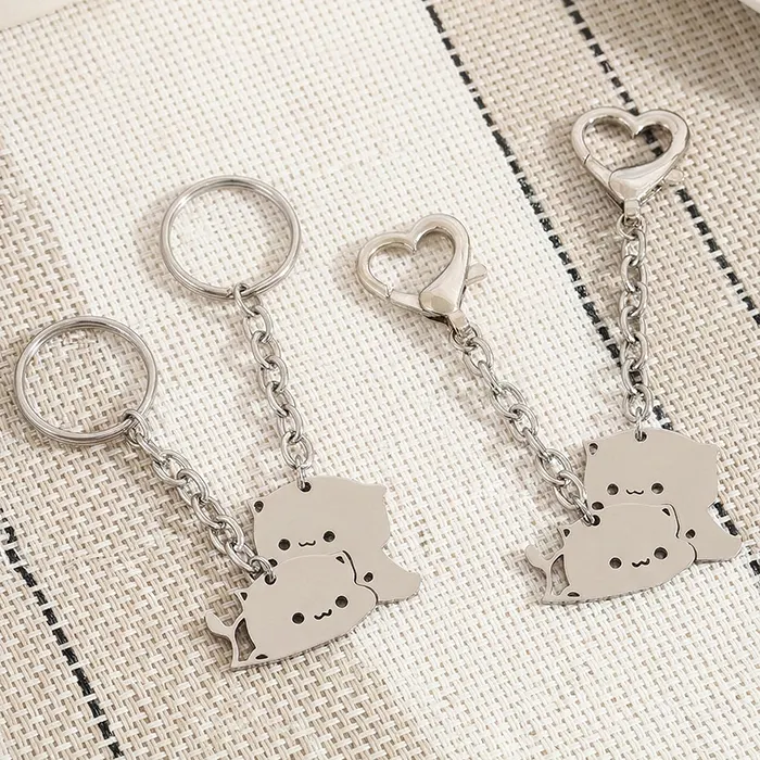 Cute Dudu Bubu Hug Cat Couple Keychain