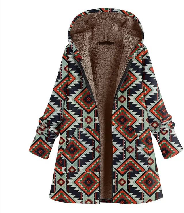 Embroidered Retro Warm Cotton Black Jacket With Zipper Figure7 - Shop at LoveMi