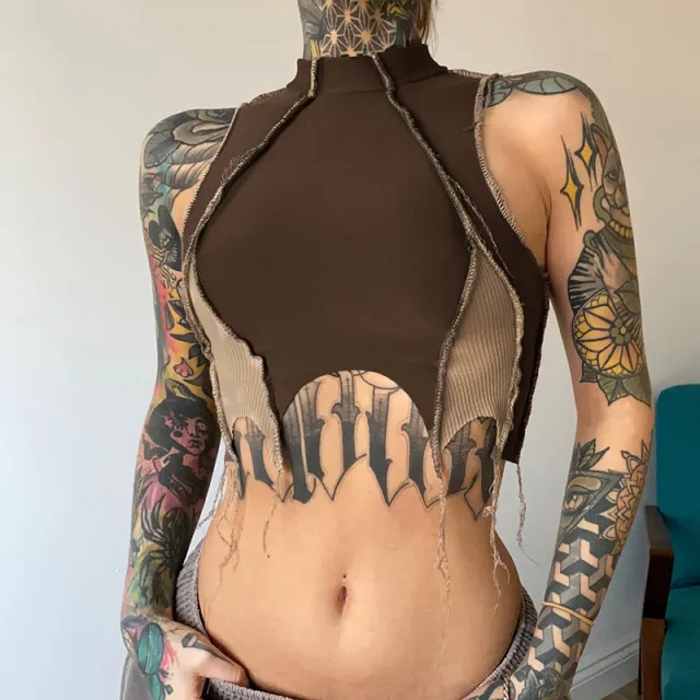 European And American Summer Fashion Short Sleeveless Vest Brown - Shop at LoveMi