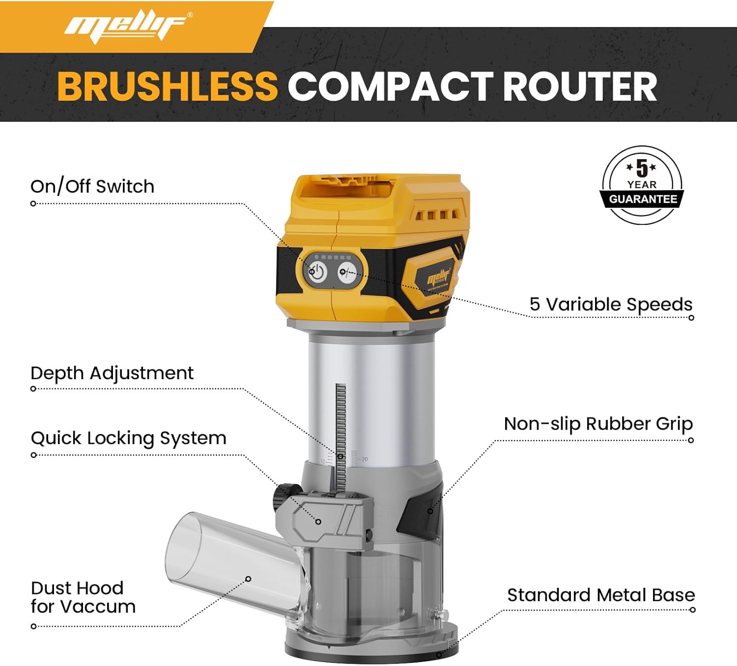 Cordless Compact Router, Brushless Palm Trimmer Route Compatible With 18V — image 3