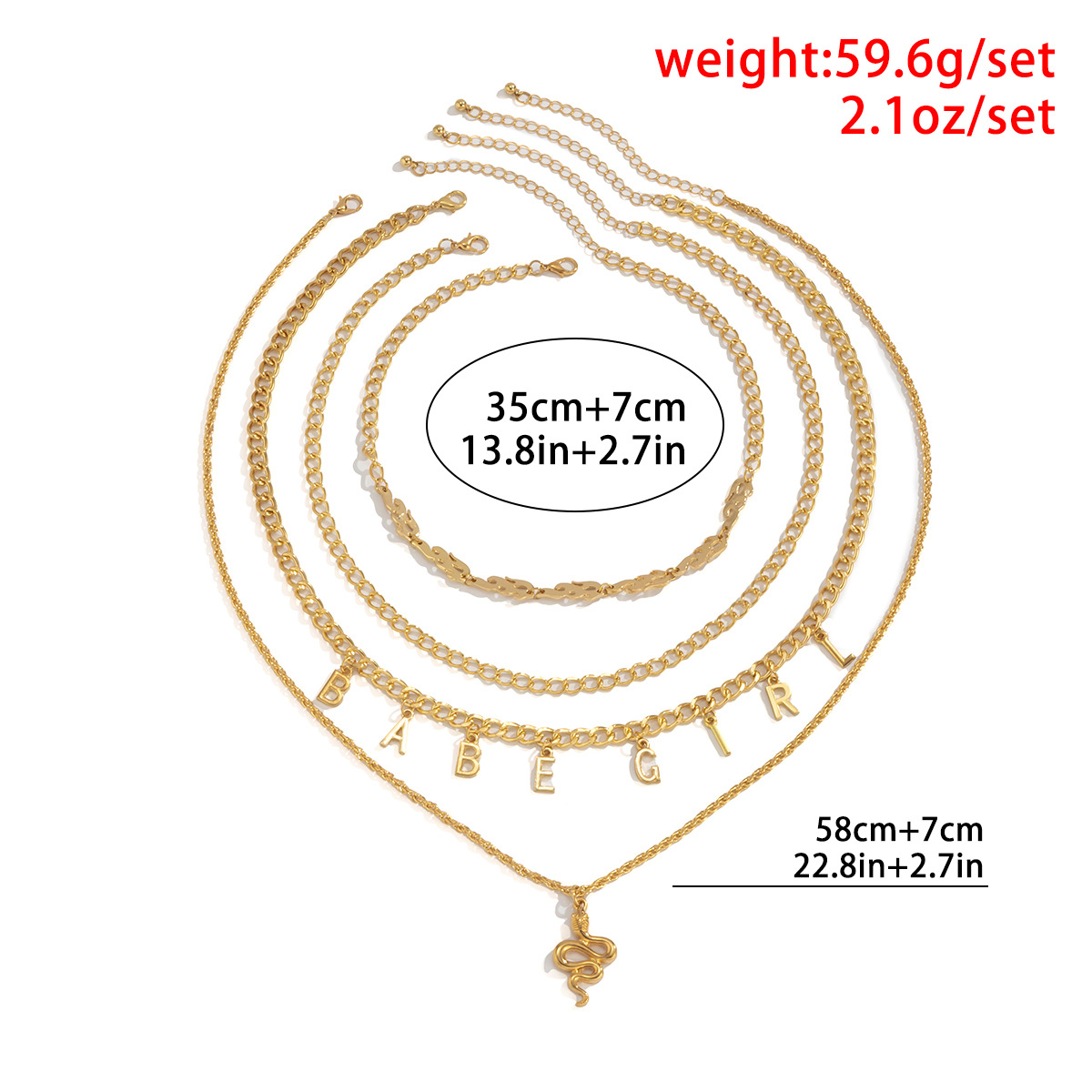 Cross-border Trend Snake-shaped Pendant Letter Necklace