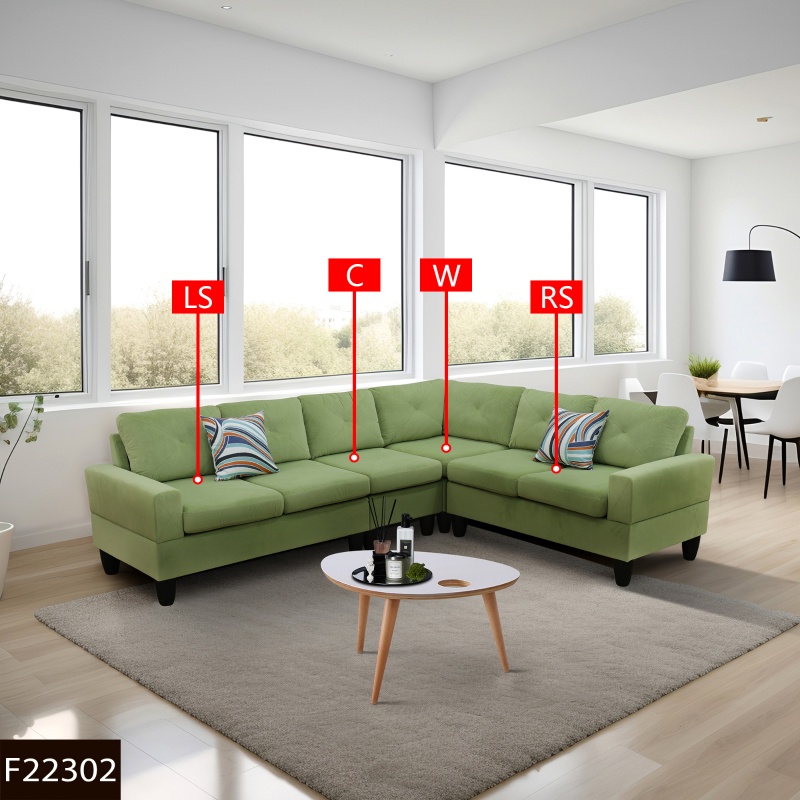 Pickup Only--Apple-Green Massa Flannel 4-Piece Couch Living Room Sofa Set