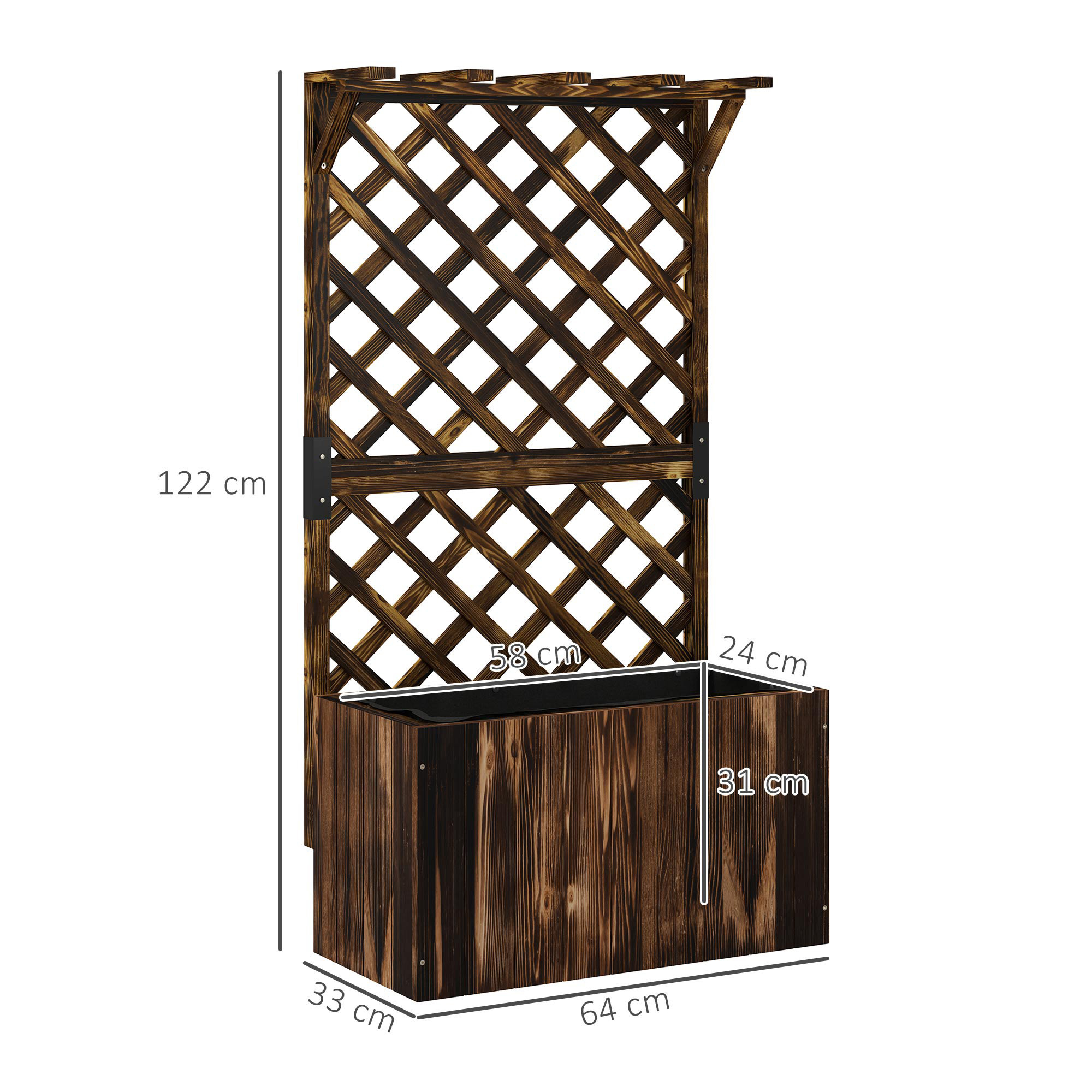 Wooden Flower Pot With Rack, Independent Elevated Garden Bed Drainage Holes