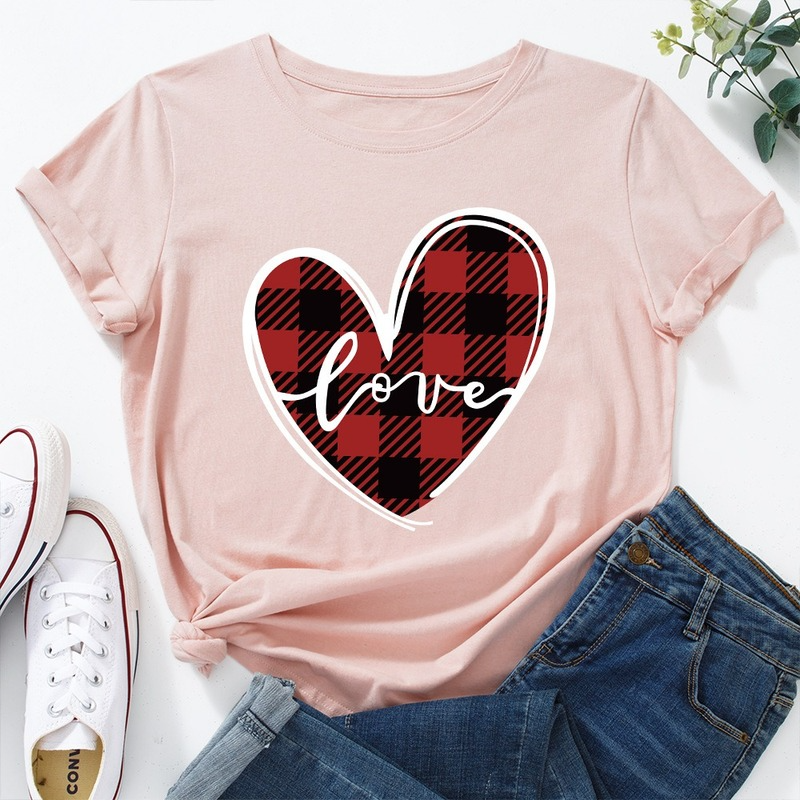 Title 10, Love Print Loose Round Neck Short Sleeve T-shir...