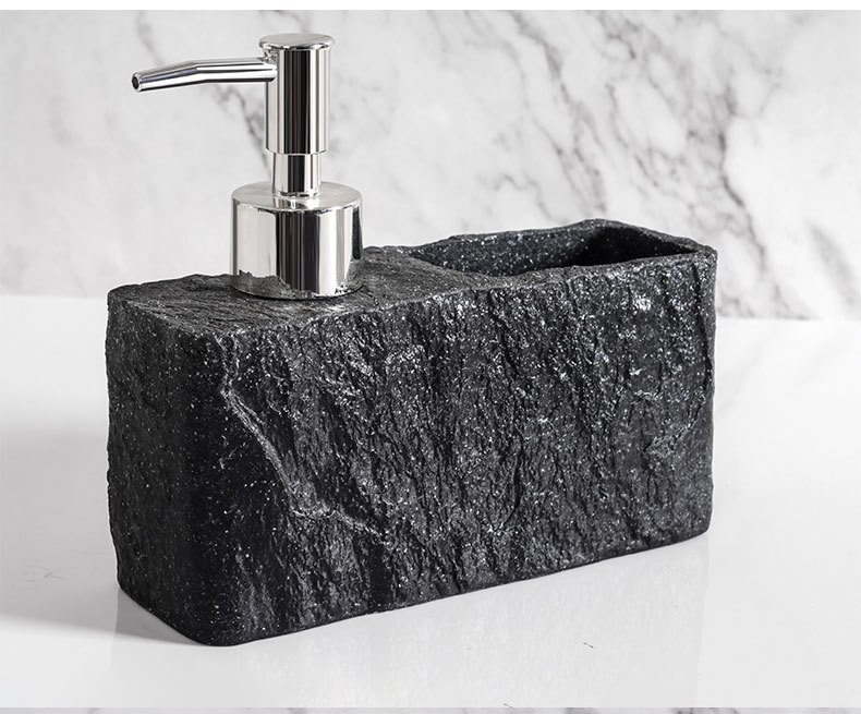 Marble Soap Dispenser, Kitchen Sponge Holder Organizer, Refillable Dish Soap And Hand Wash Bottle Set, Countertop Sink Caddy, Desktop Cleaning Liquid Storage Box