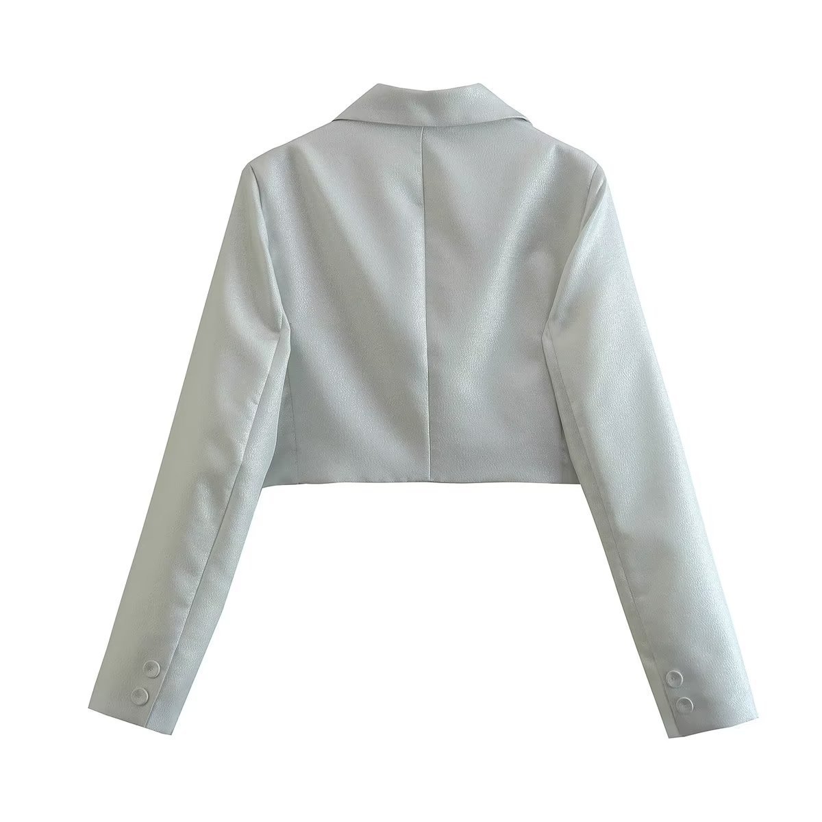 Women's Silver Bright Face Short Jacket And Half Skirt Suit