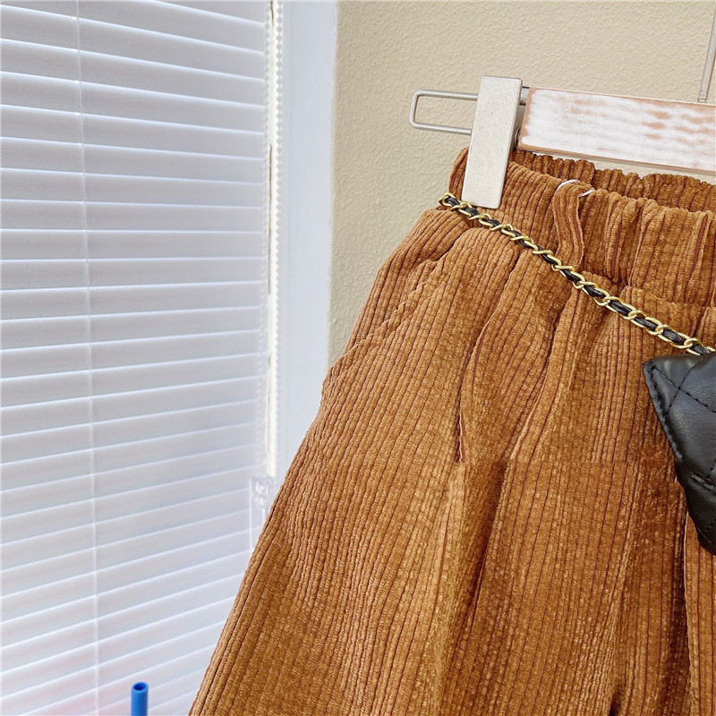 Autumn Girl's Coffee Corduroy Loose And Casual