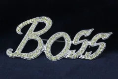 High-end Diamond-studded Men's English Letter Brooch Fashion - Beige - View 1