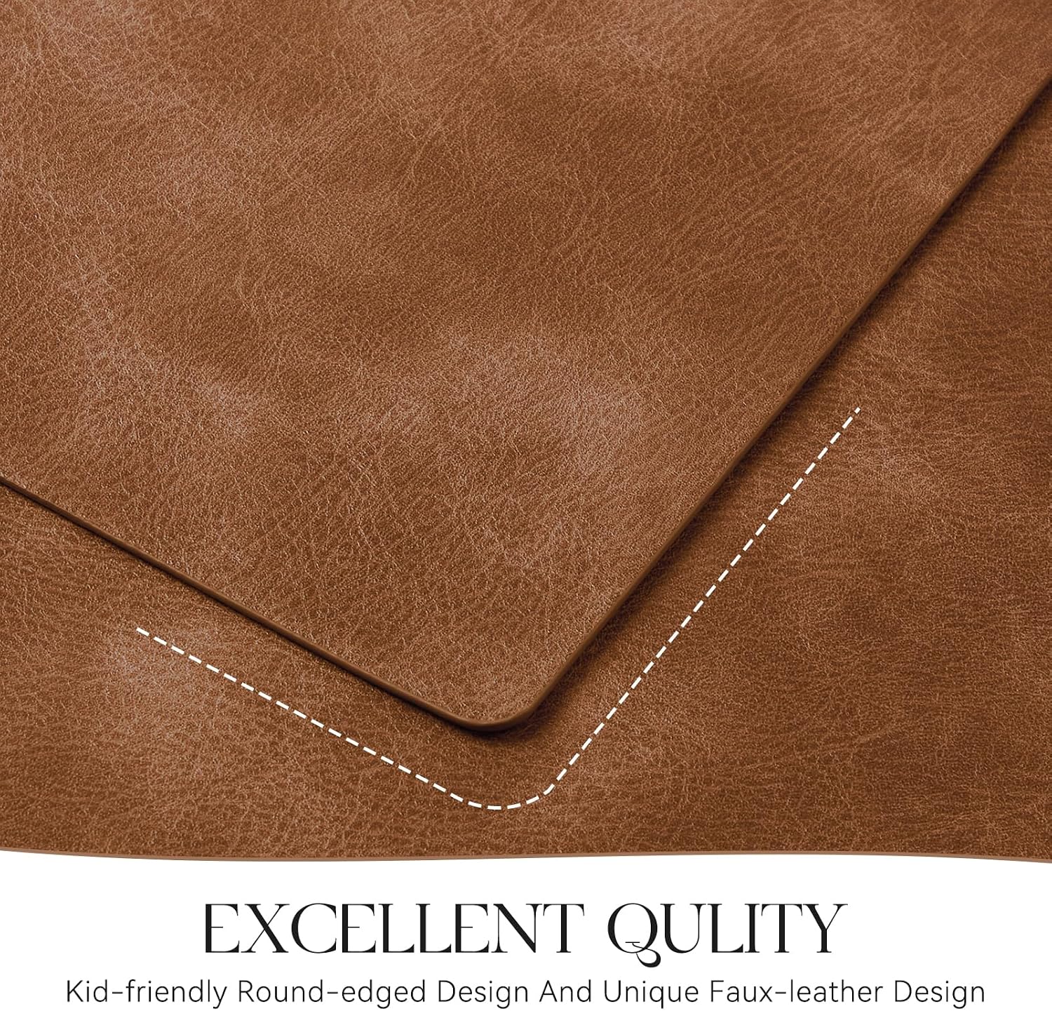 Faux Leather Placemats 6 PCS, Reddish Brown Vinyl Dining Table Mats For Kitchen, Dining Room And Home Table Decor 2