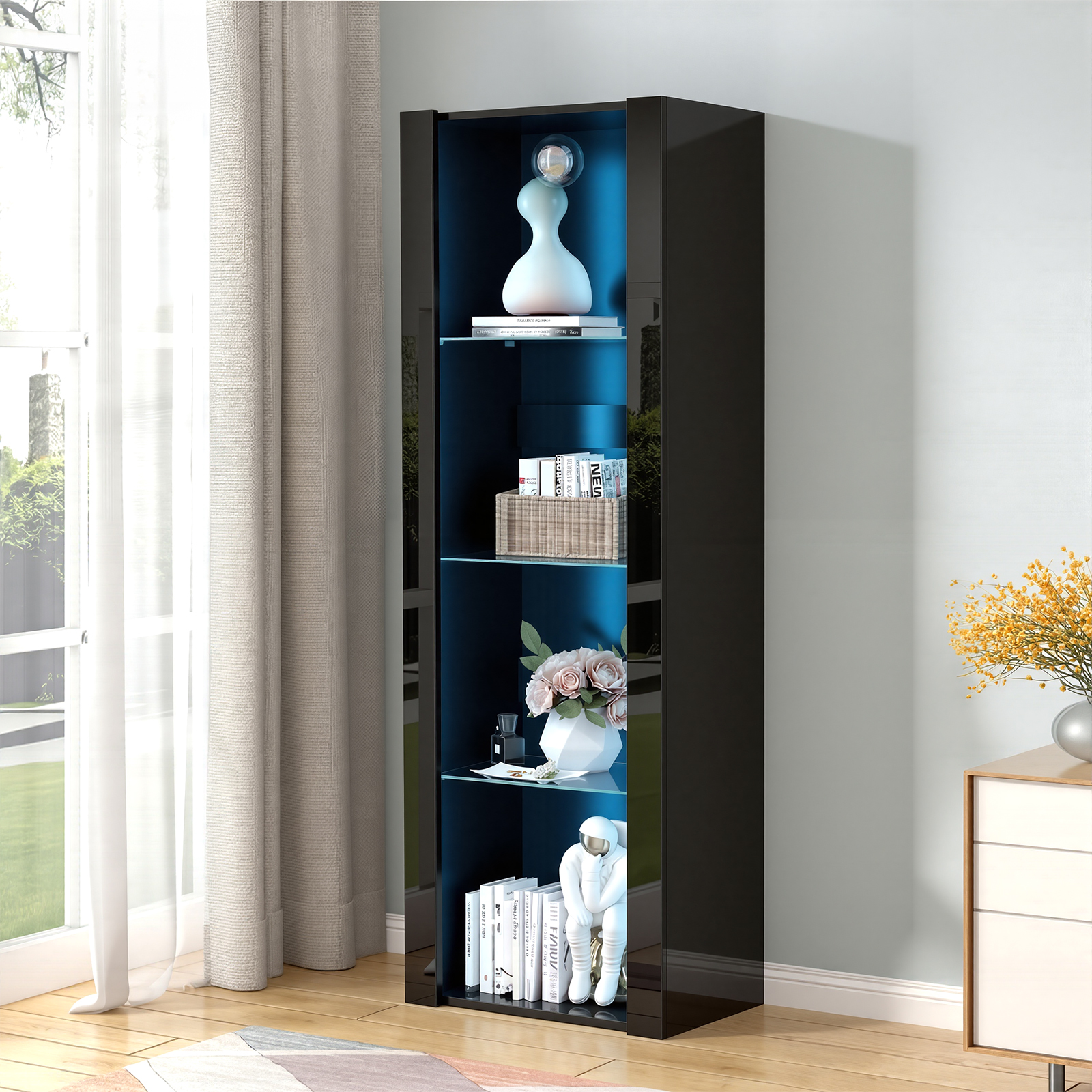Modern Living Room Cupboard,Display Unit Cabinet Sideboard Free Standing — image 5