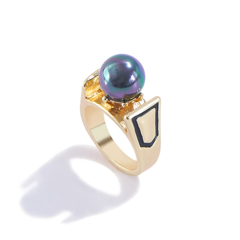 Personalized Hip Hop Ring Color Pearl Cross Ring