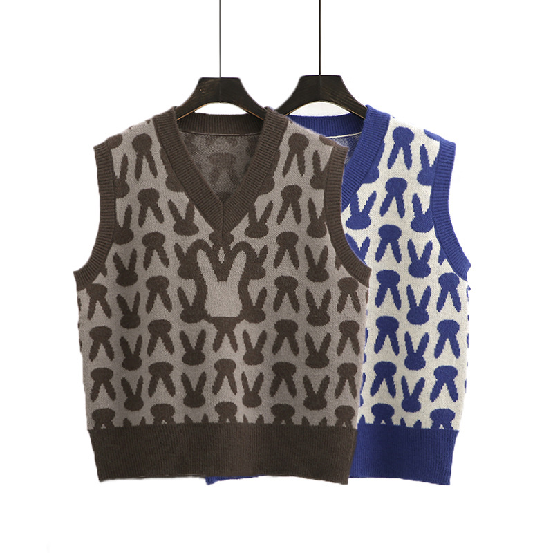 Title 6, Rabbit Pattern Loose Waistcoat Sleeveless Sweat...