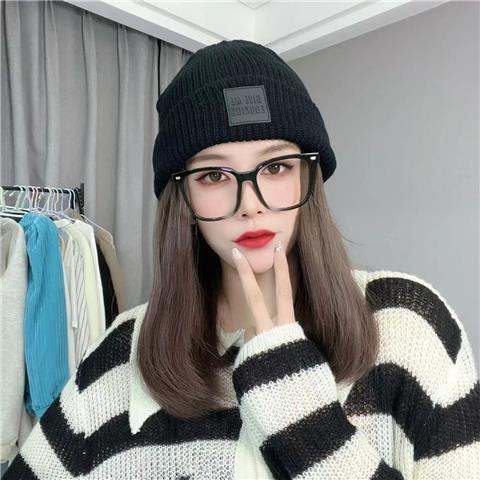 Wool Hat Wig Autumn And Winter Cold Brown Short Inner Buckle - Shop at LoveMi