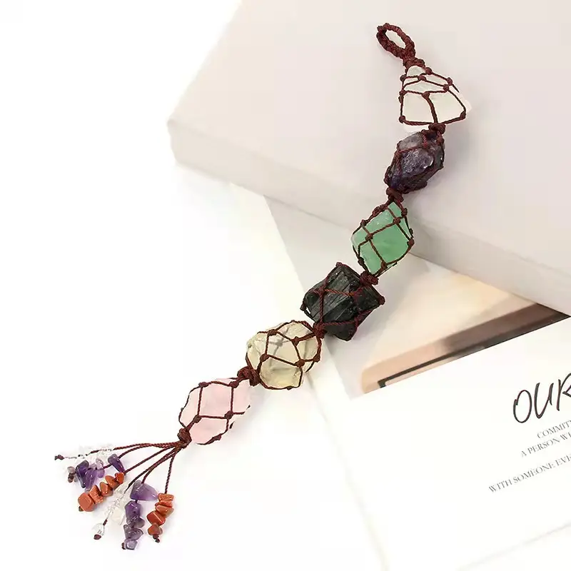 Natural Crystal Six-color Hand-woven Pendant