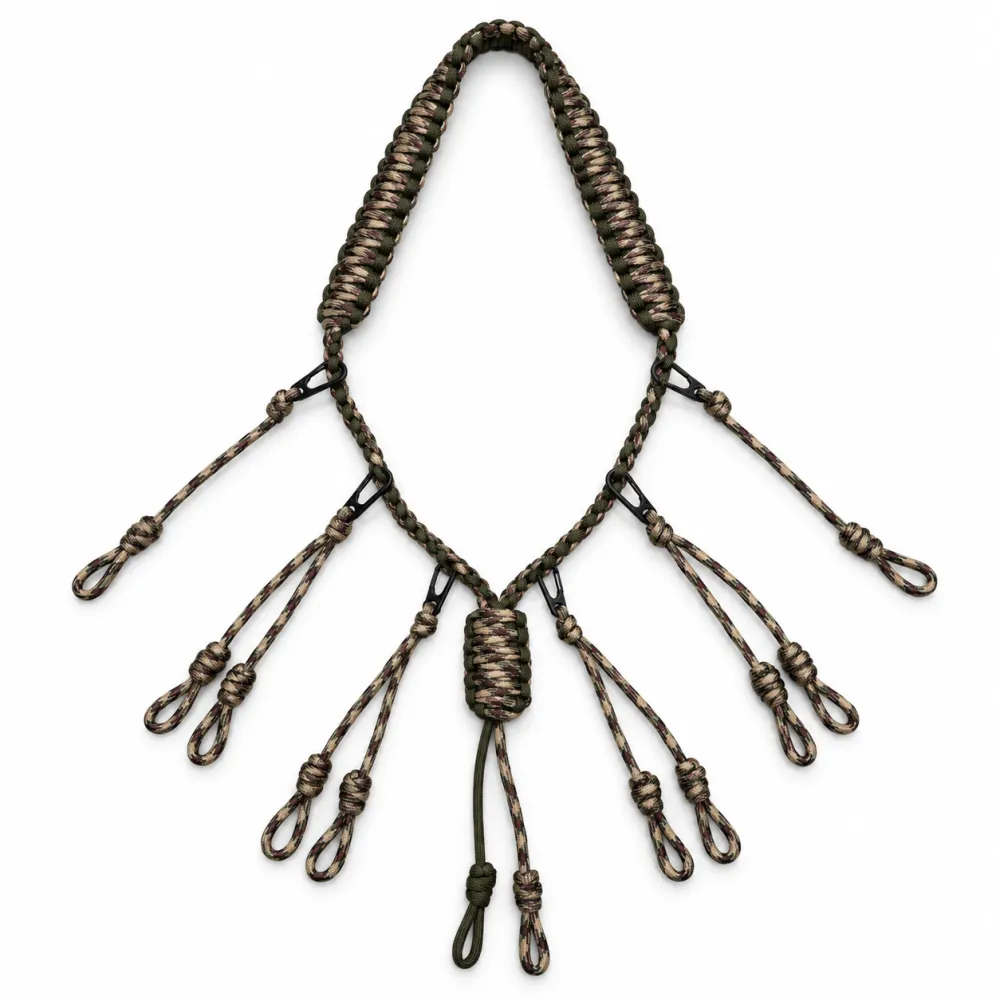 Seven Strand Nylon Durable Duck Call Lanyard Hand Braided Multi Loop Hunting Game Call Holder Duck Goose Waterfowl