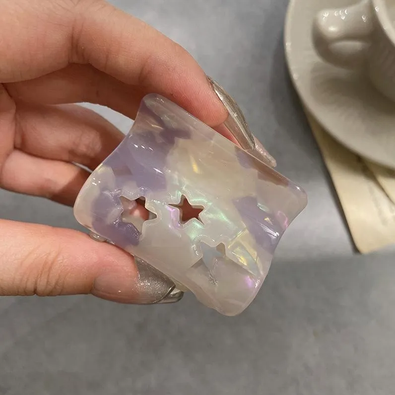 Tianbian Star Acetate Grip Small Size Half Tie Hairpin - Colorful Purple