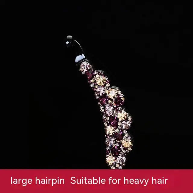 Banana Clip Ponytail Clip Barrettes Non slip Vertical Clip Rhinestone Hair Accessories Large Purple Champagne - Shop at LoveMi