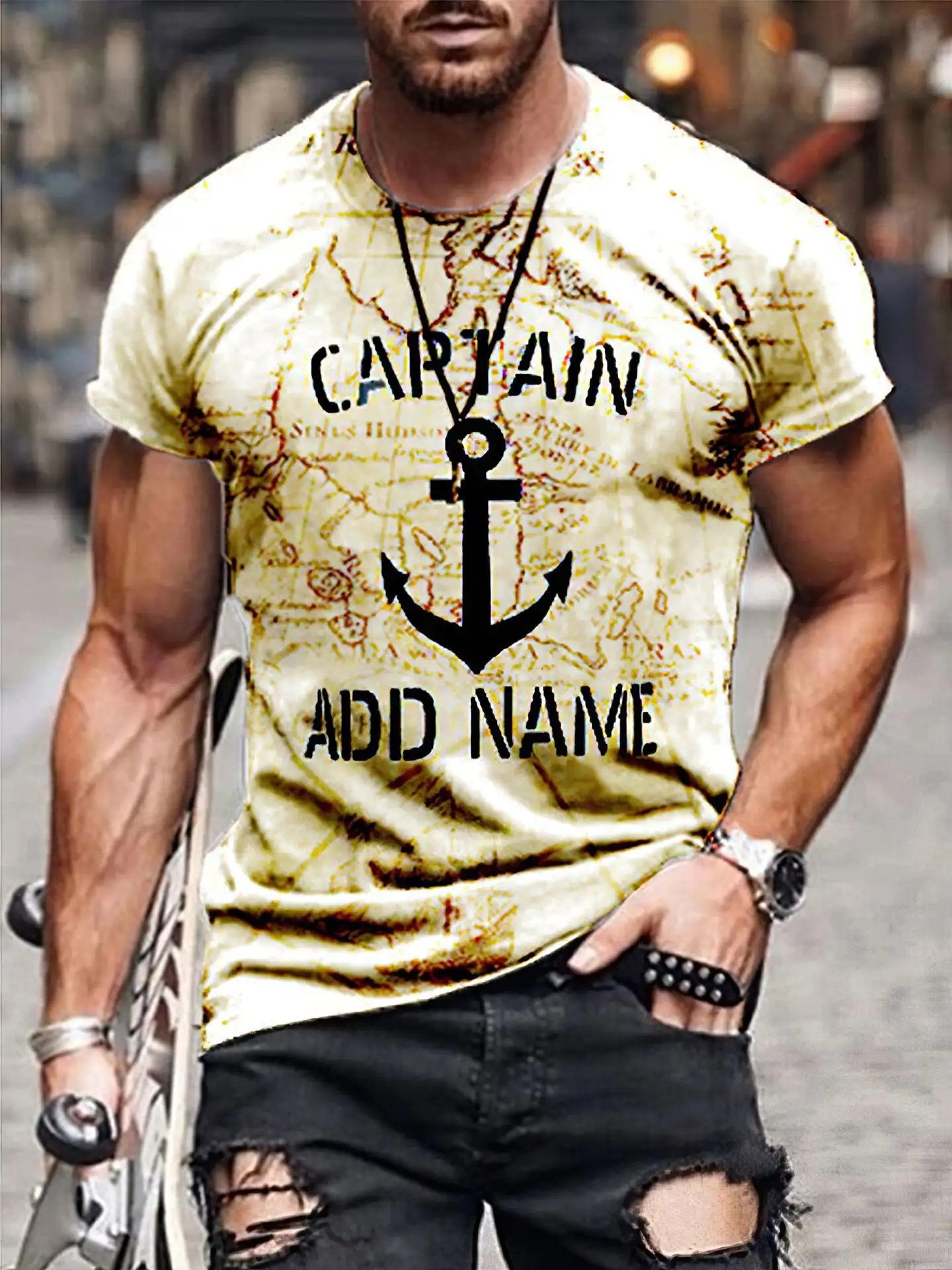 Personalized 3D Digital Printing Round Neck Casual Summer Men's Sports Short-sleeved T-shirt