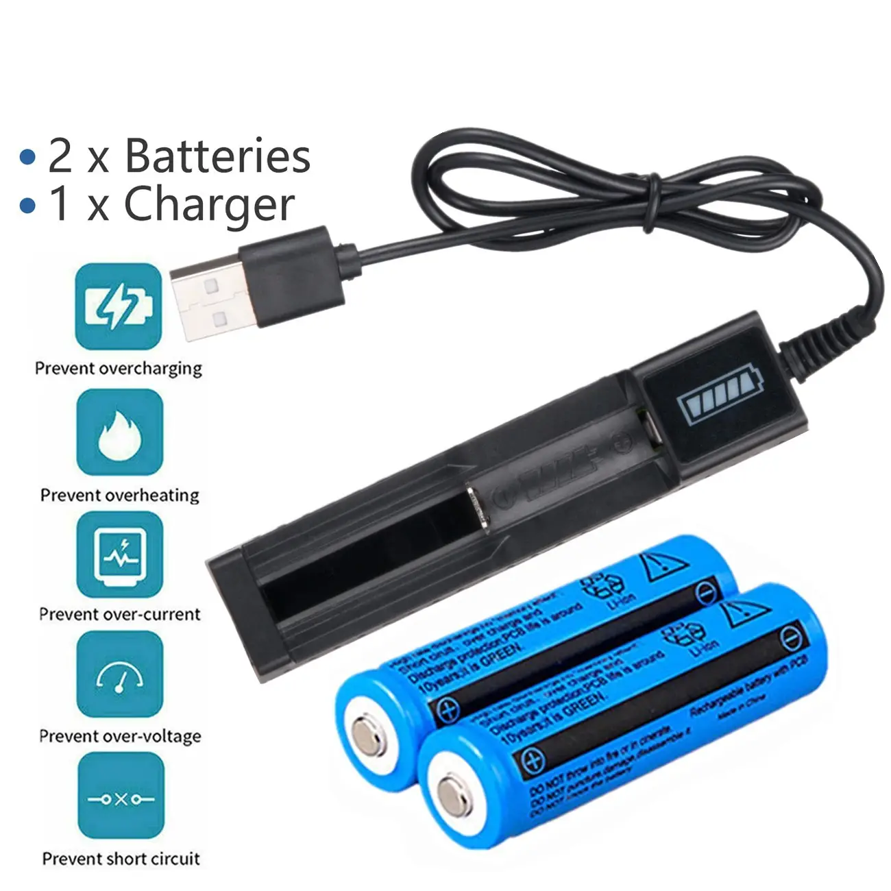 18650 Li-ion Battery&Charger 3000mAh 3.7V Rechargeable Batteries