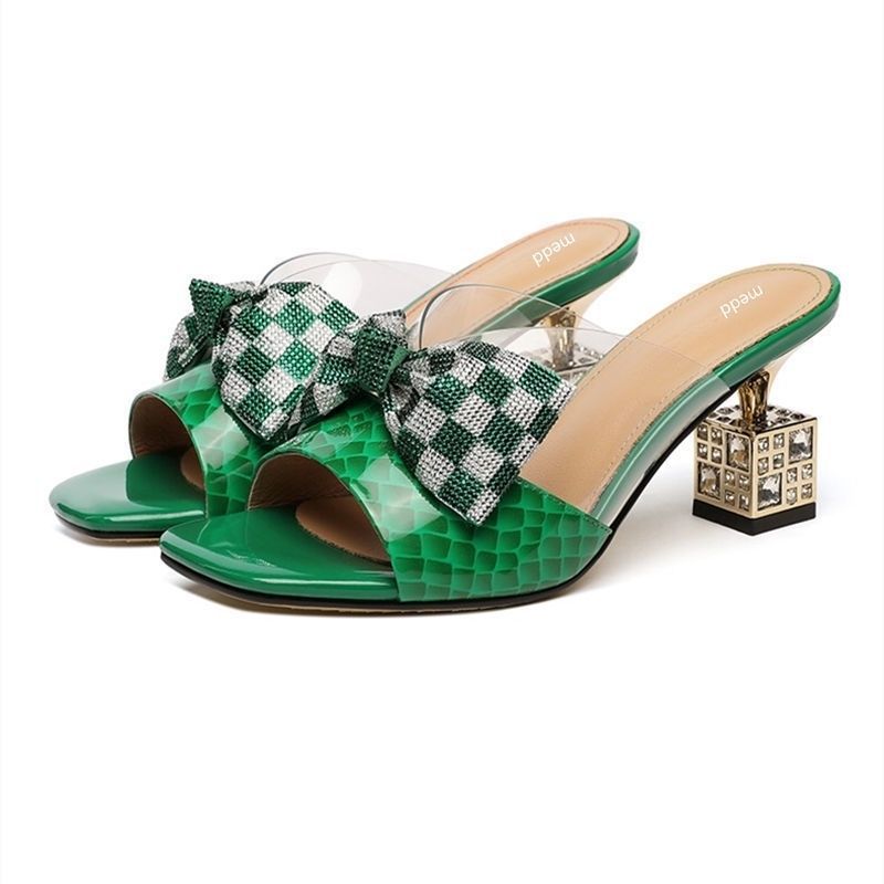 Women's Middle Heel Outer Wear Sandals Green - Shop at LoveMi