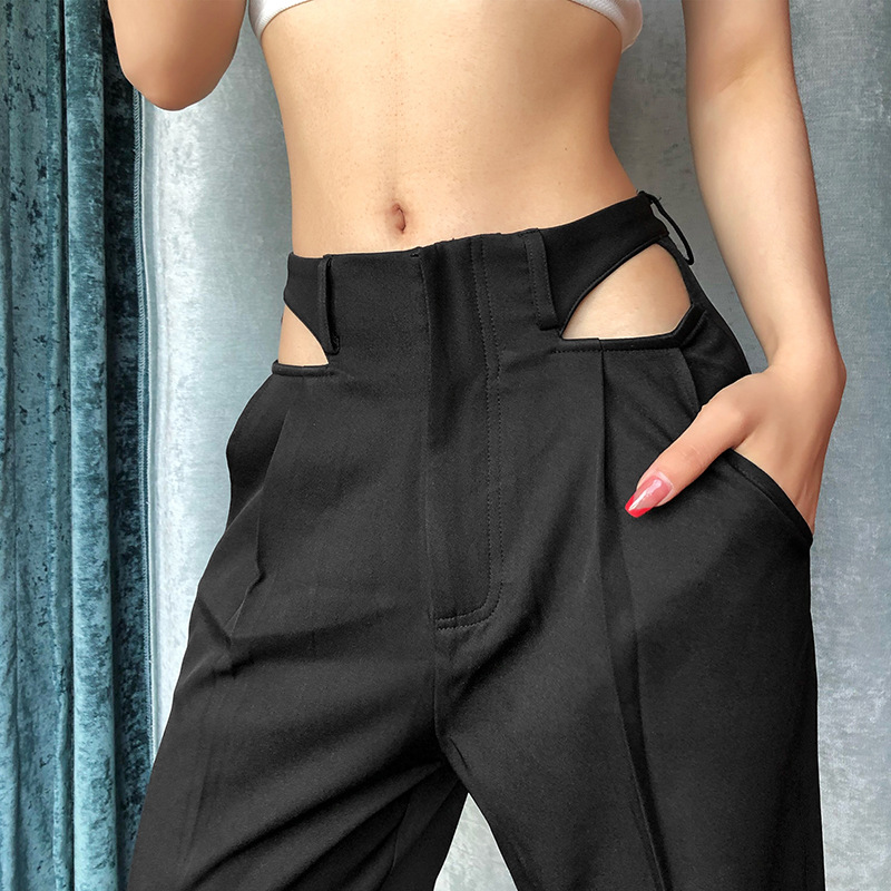 Loose And Slim Black Pants With Long Legs