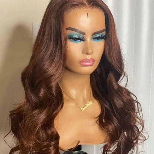 4x4 Lace Closure Human Hair Wig Brown Body Wave Density — foto 3