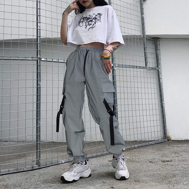 Title 6, Harajuku Fenggang Crack Reflective Pants Men