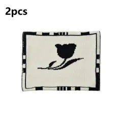Vintage Tulip Living Room Organiser Knitted Tissue Bag - Black 2Pcs - View 1