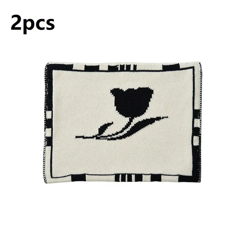 Vintage Tulip Living Room Organizer Knitted Tissue Bag - Black 2Pcs