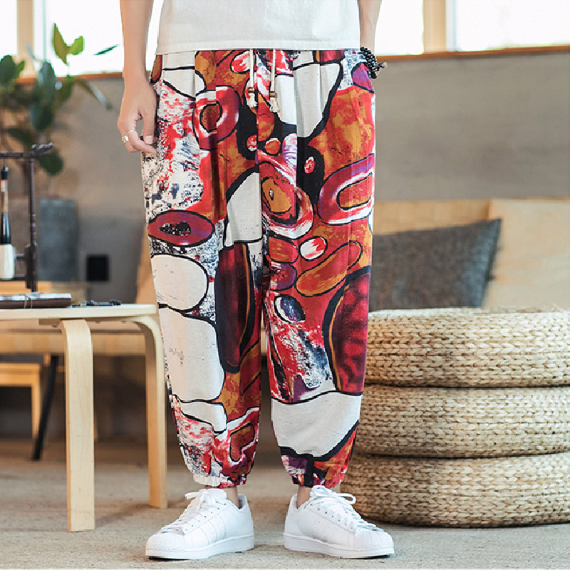 Title 1, Chinese style cotton and linen printed mens ca...