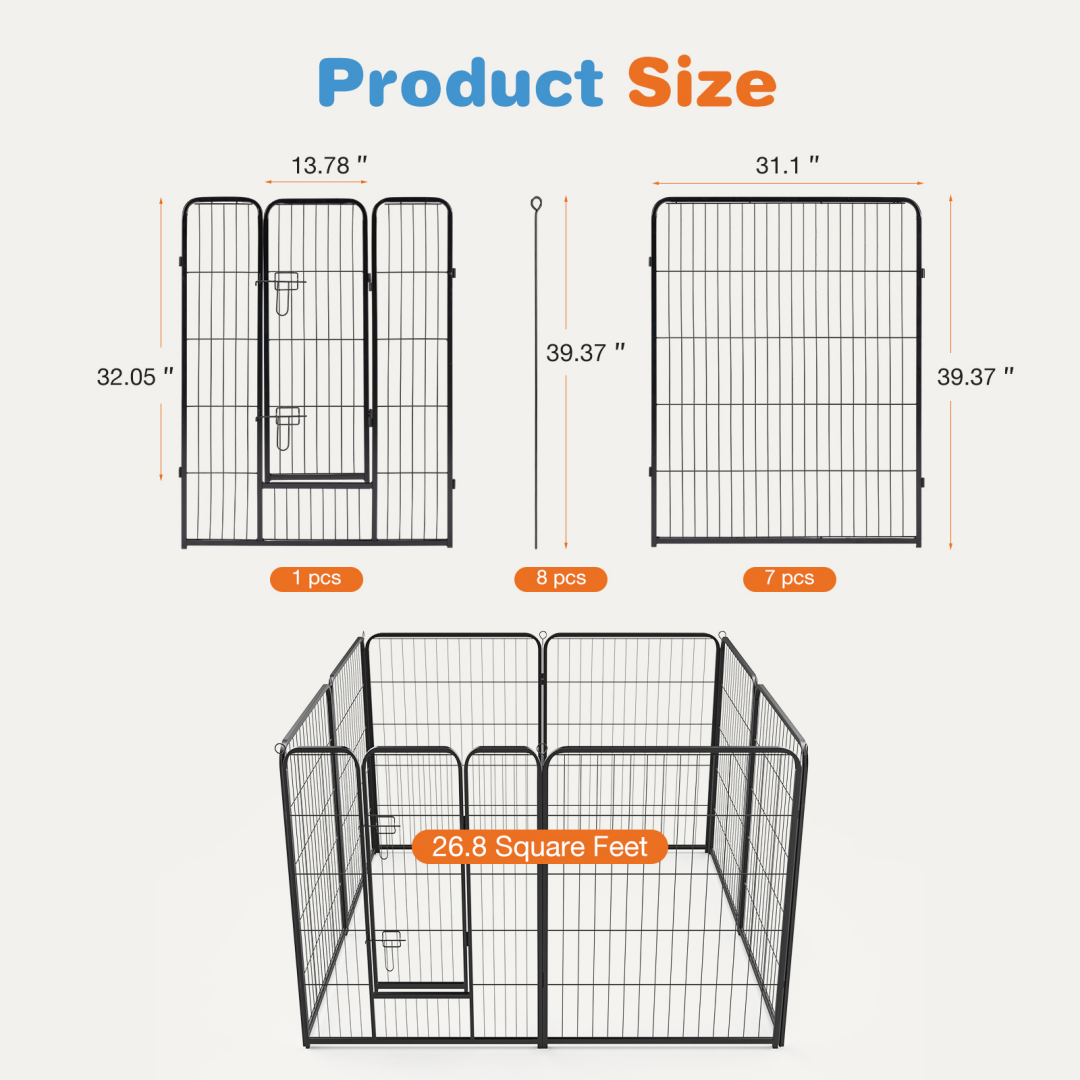 Dog Playpen Indoor Fence Height Metal Exercise Pen With Door Small Puppy-Medium-Large Dogs Animal Pet For Outdoor,… - 22