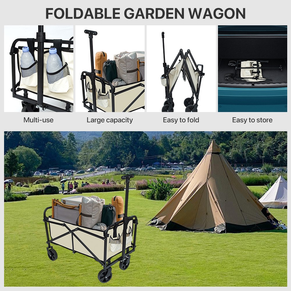 150KG Heavy Foldable Trolley Cart Wagon Garden Camping Tool Storage Wheelbarrow — image 3
