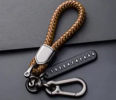 Anti-lost Number Plate Men's High-end Car Key Chain - Brown - View 1
