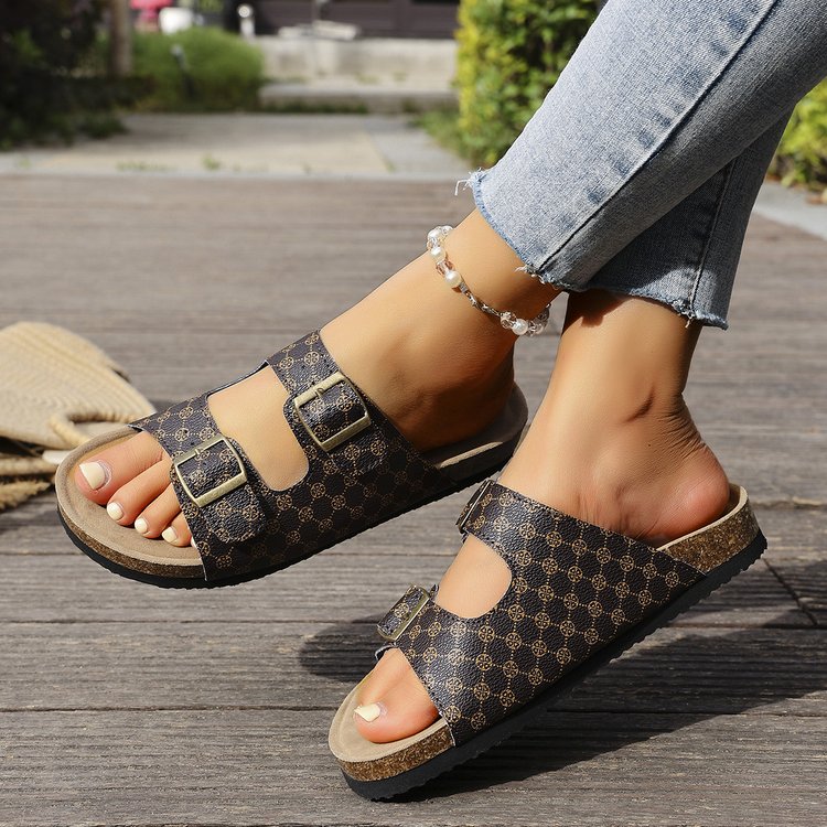 Cork Double Strap Sandals