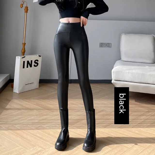 Autumn And Winter New PU Leather Women's Pants Sheep Black - Shop at LoveMi