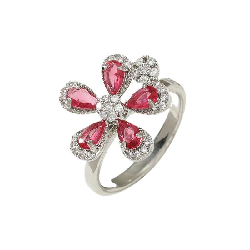 Personality Ring Couple Creative Crystal Red Female