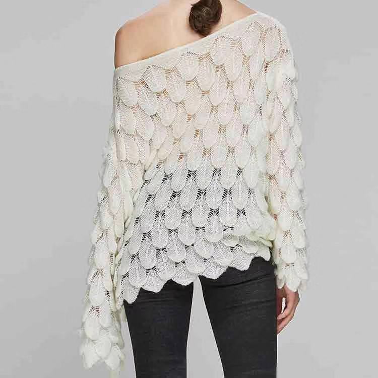 Title 4, Knit Flared Sleeve Leaf Sweater