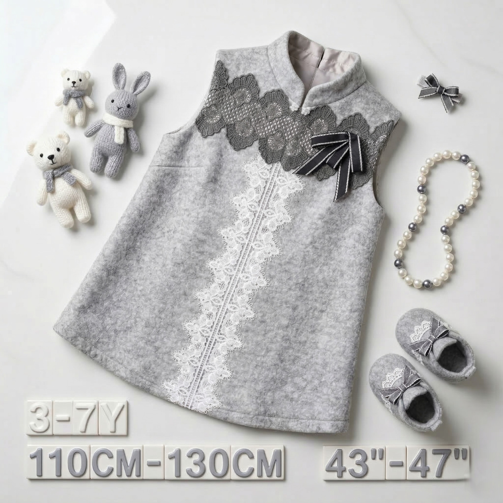 Girls Wool Blend Sleeveless Party Dress A-Line Princess 3-7Y — image 7